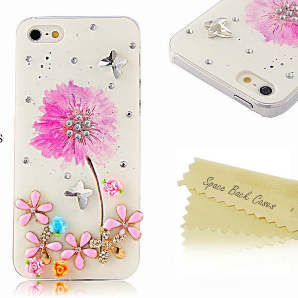 Luxury Rhinestone Diamond Bling Crystal Handmade Cell Phone Iphone 5 5s Case Colorful Flowers (ta596)